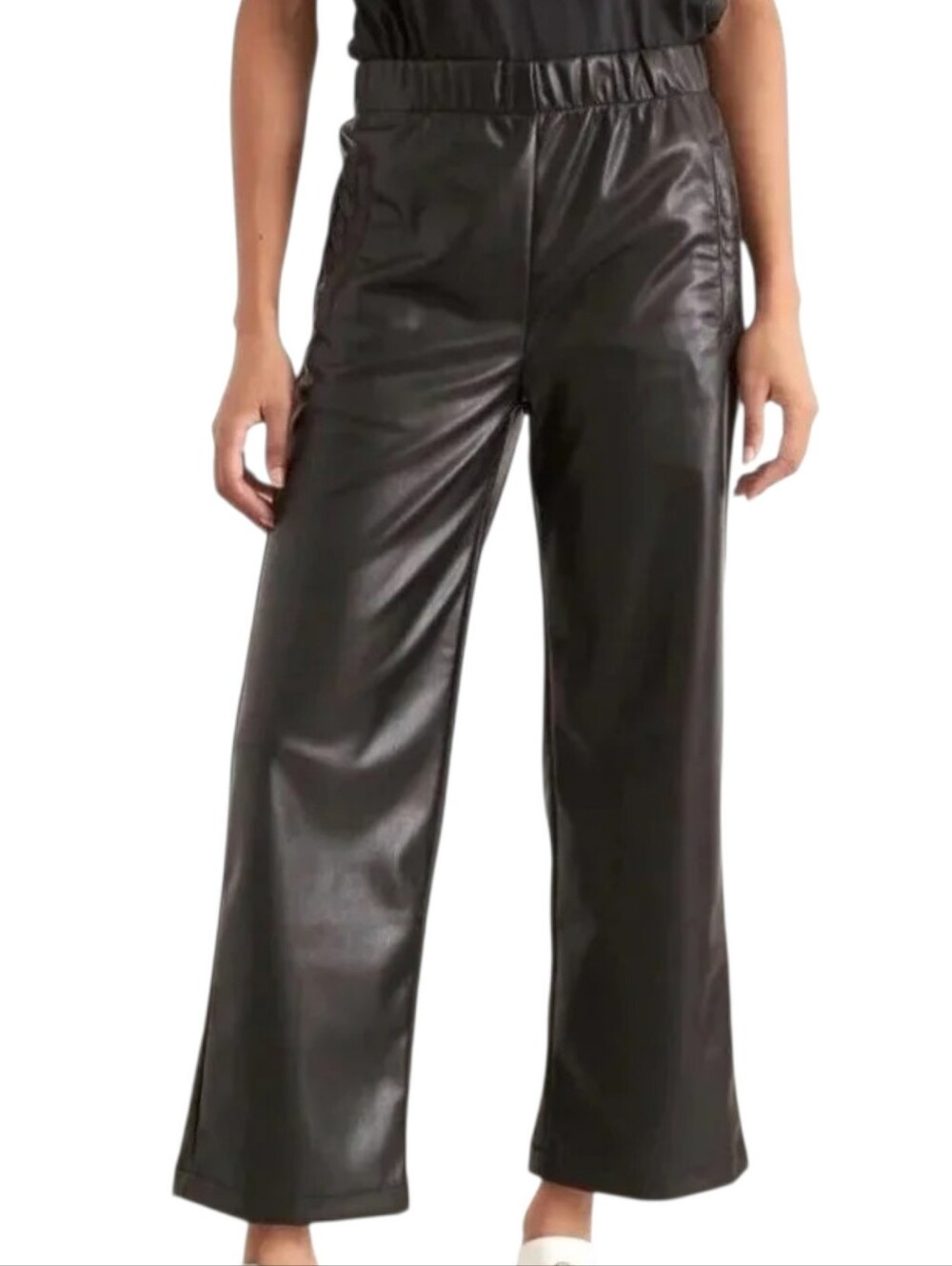 MOTHER The Skippety Ankle Pants Women Large Black Faux Leather